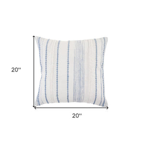 20" Blue and White Throw Pillow