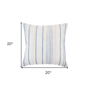 20" Blue and White Throw Pillow