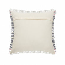 20" X 20" Gray White And Pink 100% Cotton Striped Zippered Pillow