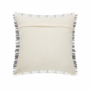 20" X 20" Gray White And Pink 100% Cotton Striped Zippered Pillow