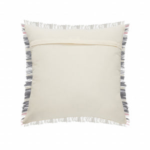 20" X 20" Gray White And Pink 100% Cotton Striped Zippered Pillow