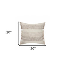 20" Cream Striped Cotton Throw Pillow