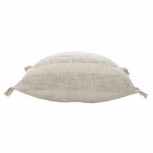 20" Cream Striped Cotton Throw Pillow