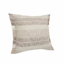 20" Cream Striped Cotton Throw Pillow