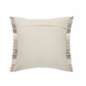 20" Cream Striped Cotton Throw Pillow