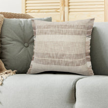 20" Cream Striped Cotton Throw Pillow