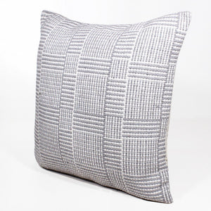 20" X 20" Gray And White 100% Cotton Geometric Zippered Pillow