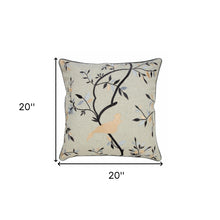 20" X 20" Linen Cream Dark Blue And Light Blue 100% Cotton Abstract Zippered Pillow