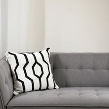 20" X 20" White And Tan 100% Cotton Geometric Zippered Pillow