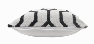 20" Black And White Cotton Geometric Throw Pillow