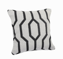 20" X 20" White And Tan 100% Cotton Geometric Zippered Pillow