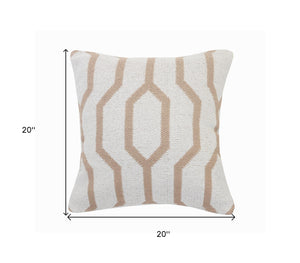 20" Black And White Cotton Geometric Throw Pillow