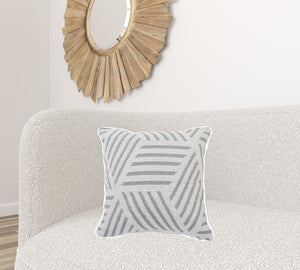 20" Black And White Cotton Geometric Throw Pillow