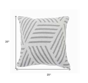 20" Black And White Cotton Geometric Throw Pillow