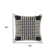 18" Black and Off White Throw Pillow