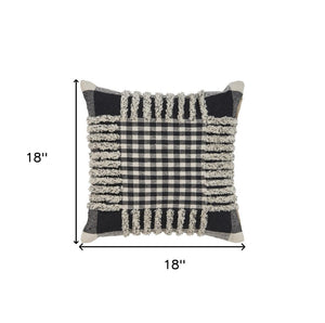 18" Black and Off White Throw Pillow