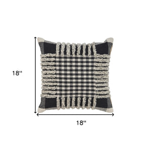 18" Black and Off White Throw Pillow