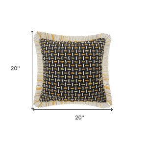 20" X 20" Black Gold And White Polyester And Cotton Blend Geometric Zippered Pillow