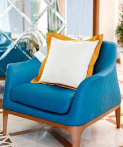 14" X 36" White And Icy Blue 100% Cotton Geometric Zippered Pillow