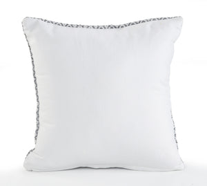 18" X 18" Navy And White 100% Cotton Geometric Zippered Pillow