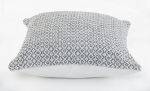 18" X 18" Navy And White 100% Cotton Geometric Zippered Pillow