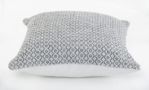 18" X 18" Navy And White 100% Cotton Geometric Zippered Pillow