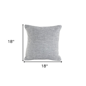 18" X 18" Navy And White 100% Cotton Geometric Zippered Pillow