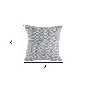 18" X 18" Navy And White 100% Cotton Geometric Zippered Pillow