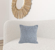 18" X 18" Navy And White 100% Cotton Geometric Zippered Pillow
