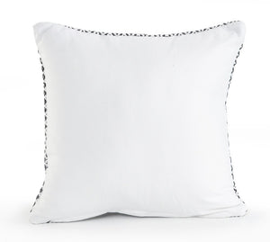 18" X 18" Navy And White 100% Cotton Geometric Zippered Pillow