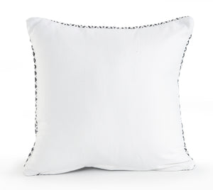 18" X 18" Navy And White 100% Cotton Geometric Zippered Pillow