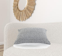 18" X 18" Navy And White 100% Cotton Geometric Zippered Pillow
