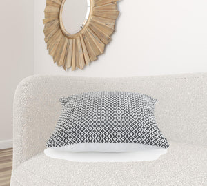 18" X 18" Navy And White 100% Cotton Geometric Zippered Pillow