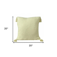 14" X 36" Beige Cotton Throw Pillow with Tassels