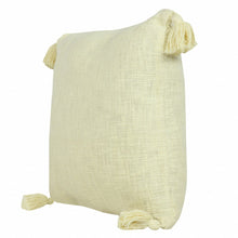 14" X 36" Beige Cotton Throw Pillow with Tassels