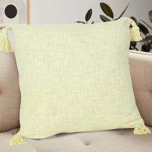 14" X 36" Beige Cotton Throw Pillow with Tassels