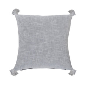 14" X 36" Beige Cotton Throw Pillow with Tassels