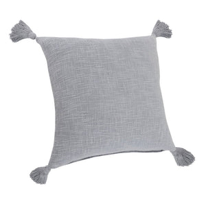 14" X 36" Beige Cotton Throw Pillow with Tassels