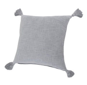 14" X 36" Beige Cotton Throw Pillow with Tassels