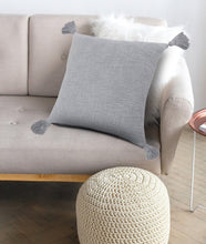 14" X 36" Beige Cotton Throw Pillow with Tassels