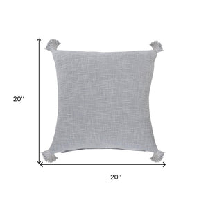 14" X 36" Beige Cotton Throw Pillow with Tassels