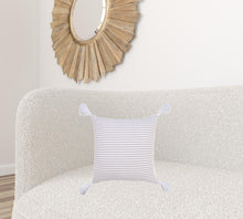 20" X 20" Light Gray And White 100% Cotton Striped Zippered Pillow