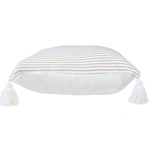 20" X 20" Light Gray And White 100% Cotton Striped Zippered Pillow