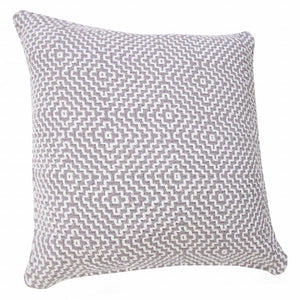 20" X 20" Orange And White 100% Cotton Geometric Zippered Pillow