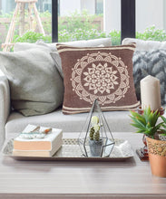 14" X 36" Brown And White 100% Cotton Striped Zippered Pillow