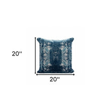 20" X 20" Blue And Ivory Polyester Abstract Zippered Pillow
