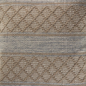 20" Beige And Gray Cotton Geometric Throw Pillow