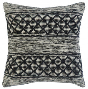 20" Beige And Gray Cotton Geometric Throw Pillow