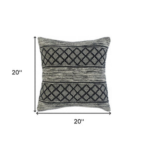 20" Beige And Gray Cotton Geometric Throw Pillow