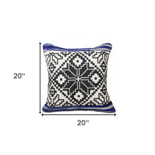 20" Blue and White Throw Pillow